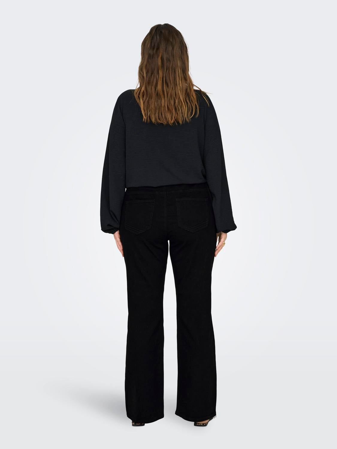 CARSANDRA Hohe Taille Ausgestellt Jeans Black