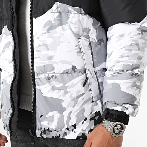 Doudoune Noir Blanc Camouflage