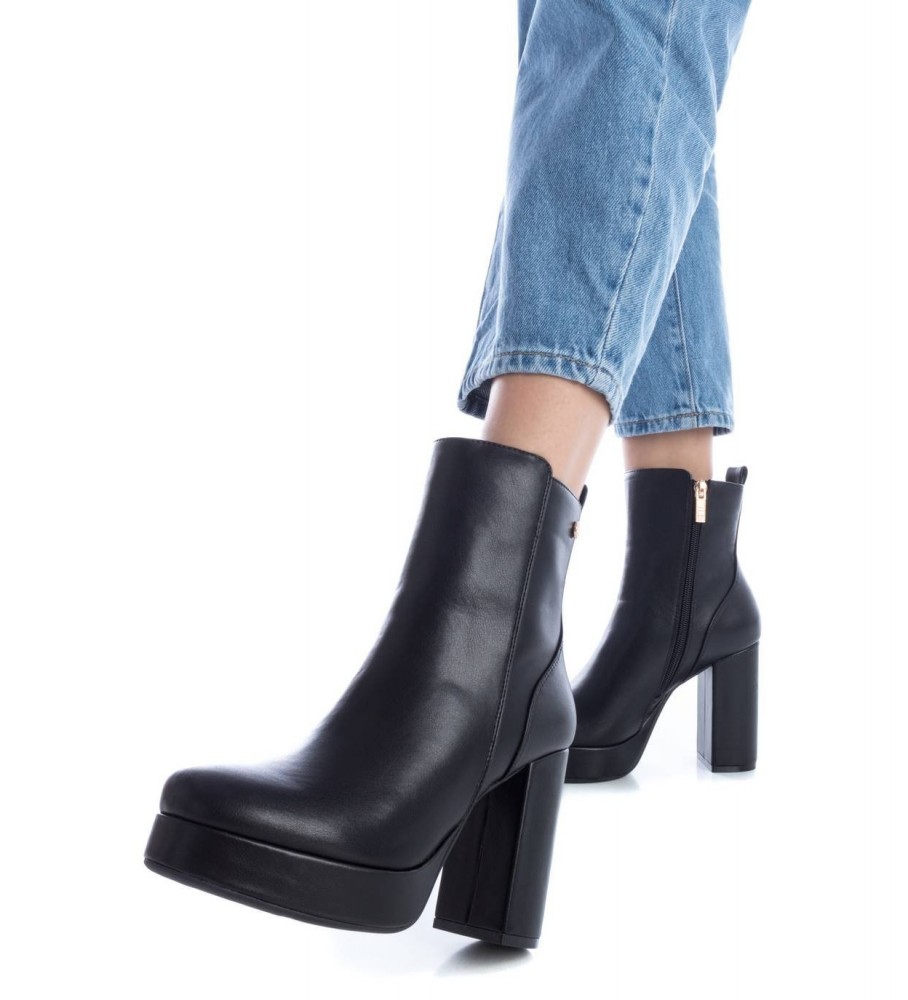 Botas casuais pretas de cano curto Xti - Altura do salto: 10 cm -
