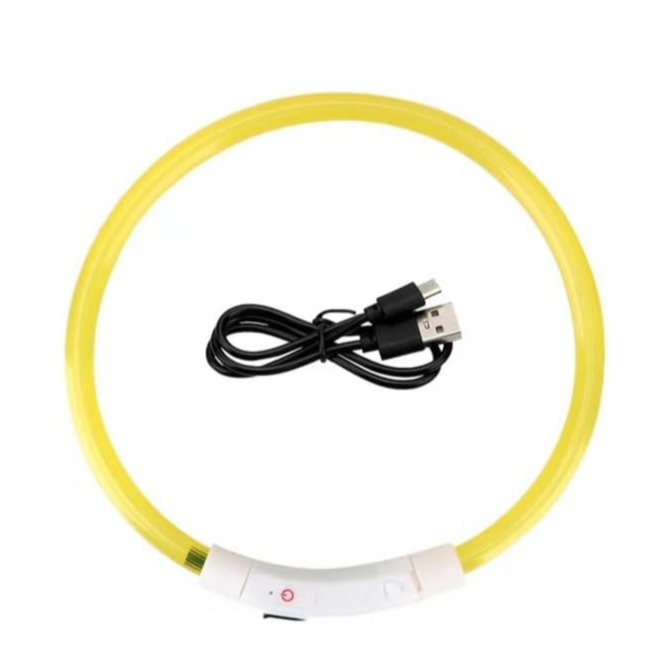 (18-25cm) Hunde USB Leucht Halsband LED Beleuchtung mit 3 Leucht Modi - Gelb