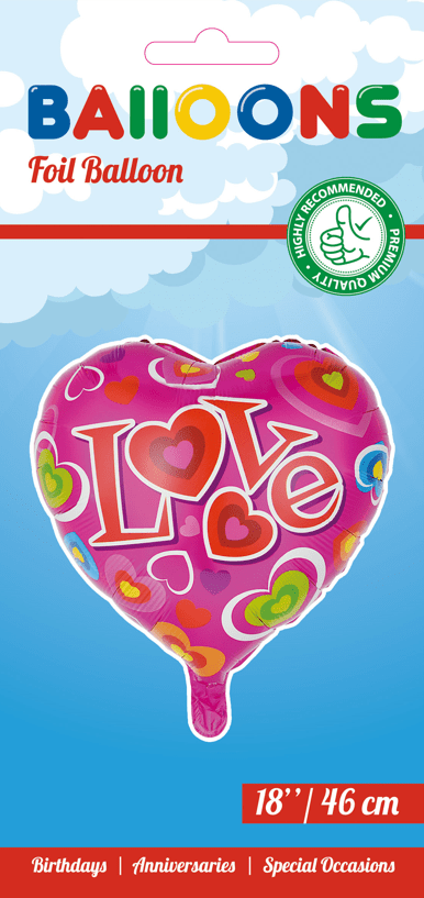 Helium Ballon Hart Love 45cm leeg