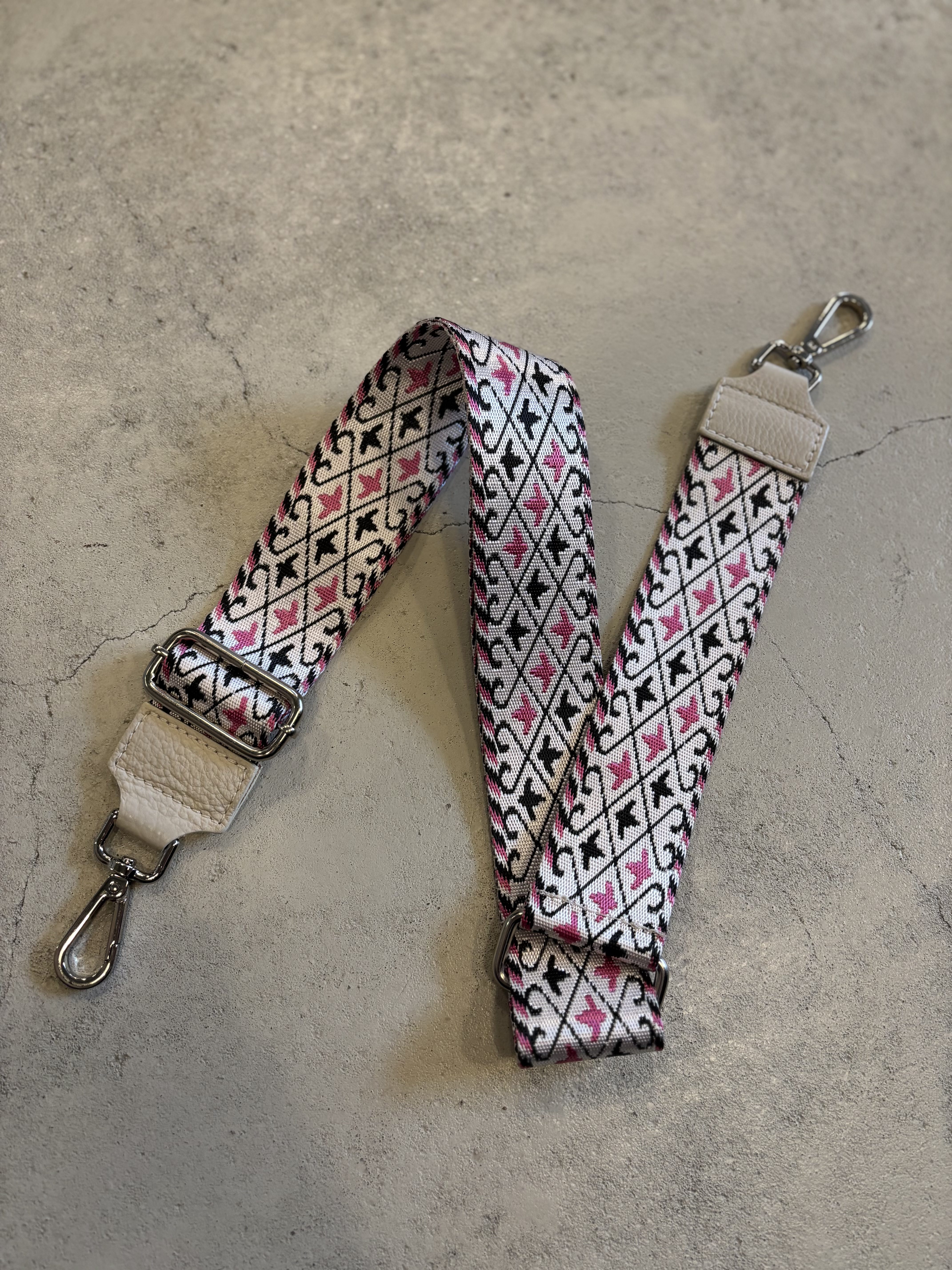 Bag Strap - Fuchsia/Ecru - Zilver