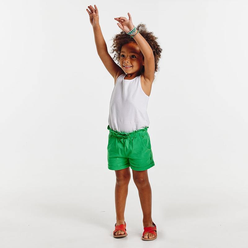 Short en jersey uni vert fille