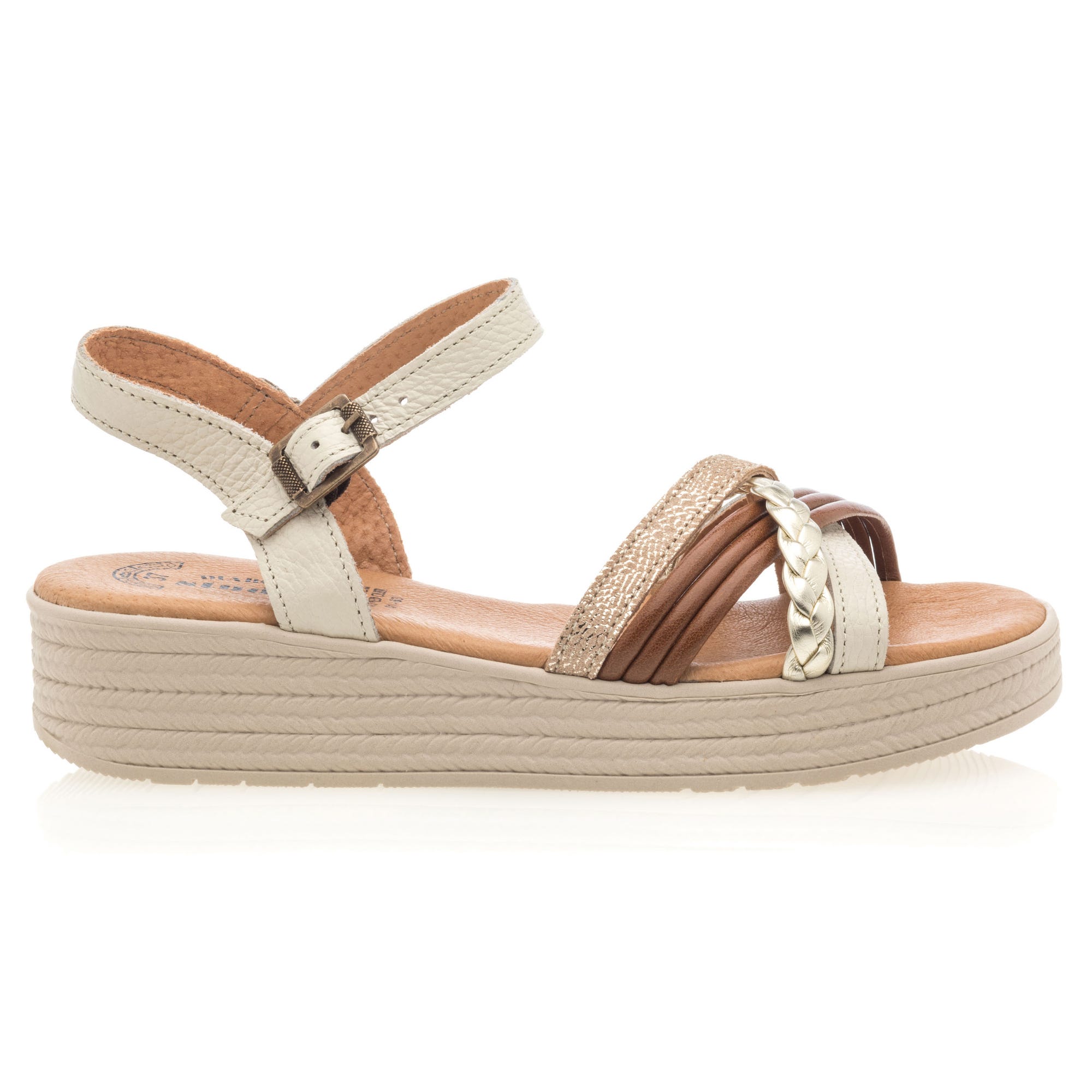 Sandales Femme en cuir beige