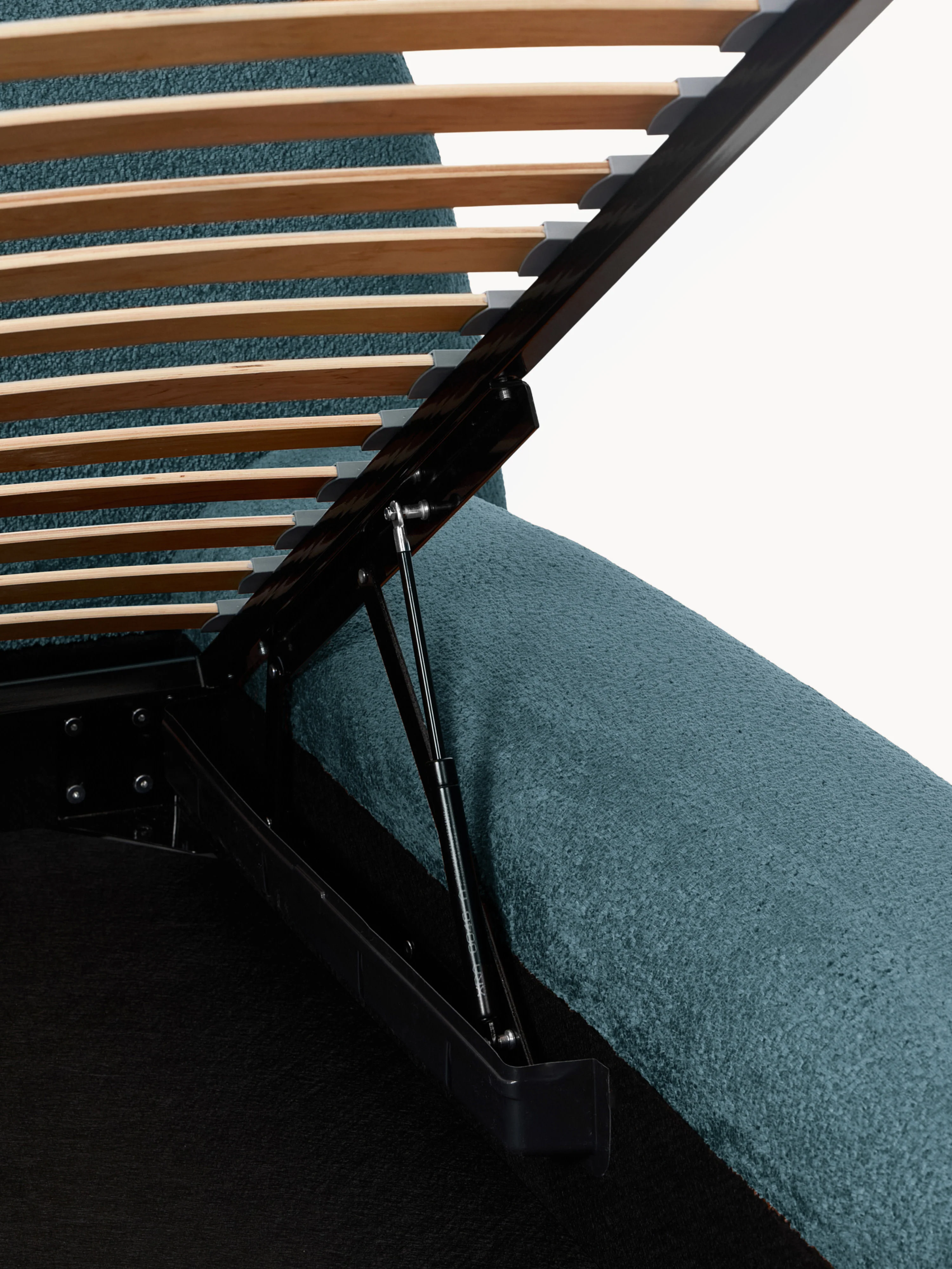 Gestoffeerd teddy bouclé bed Wolke met opbergruimte