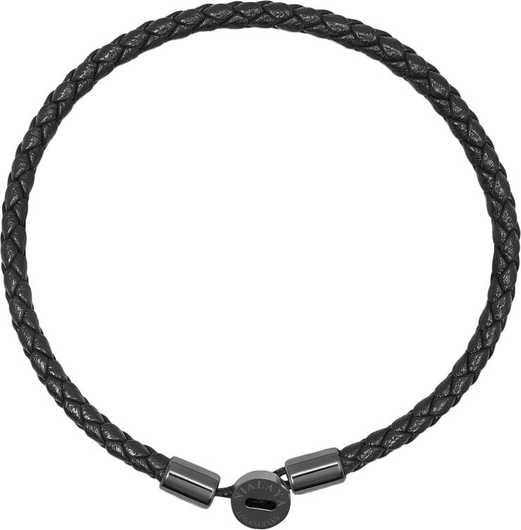 Nialaya Men's Braided Lux Leather Bracelet Black