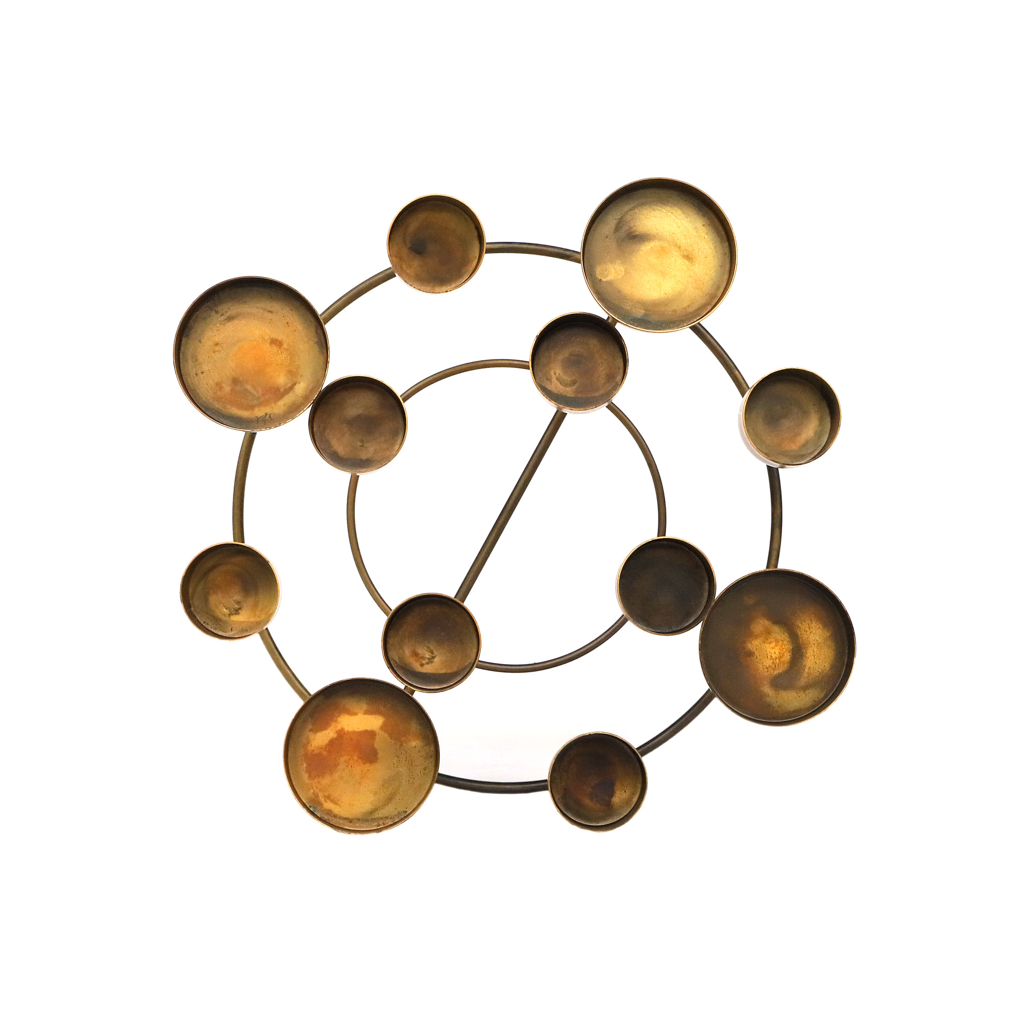 Teelichthalter für 12 Lichter, antik gold, Ø 32 cm, H 12 cm von fischer's lagerhaus