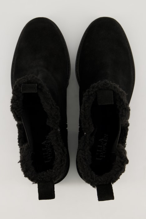 Chelseaboots, Teddyfell-Besatz, Fleecefutter, Weite H