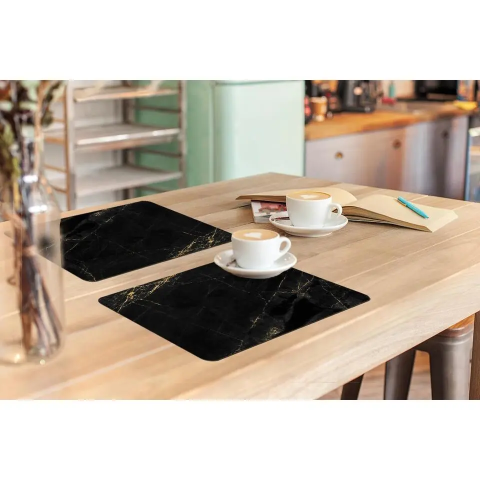 MuchoWow Placemat (6stuks) 45x30cm Marmer look Luxe Zwart Goud