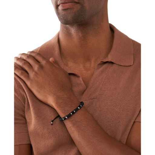Fossil Onyx Beaded Armbånd, Sort, 25 cm