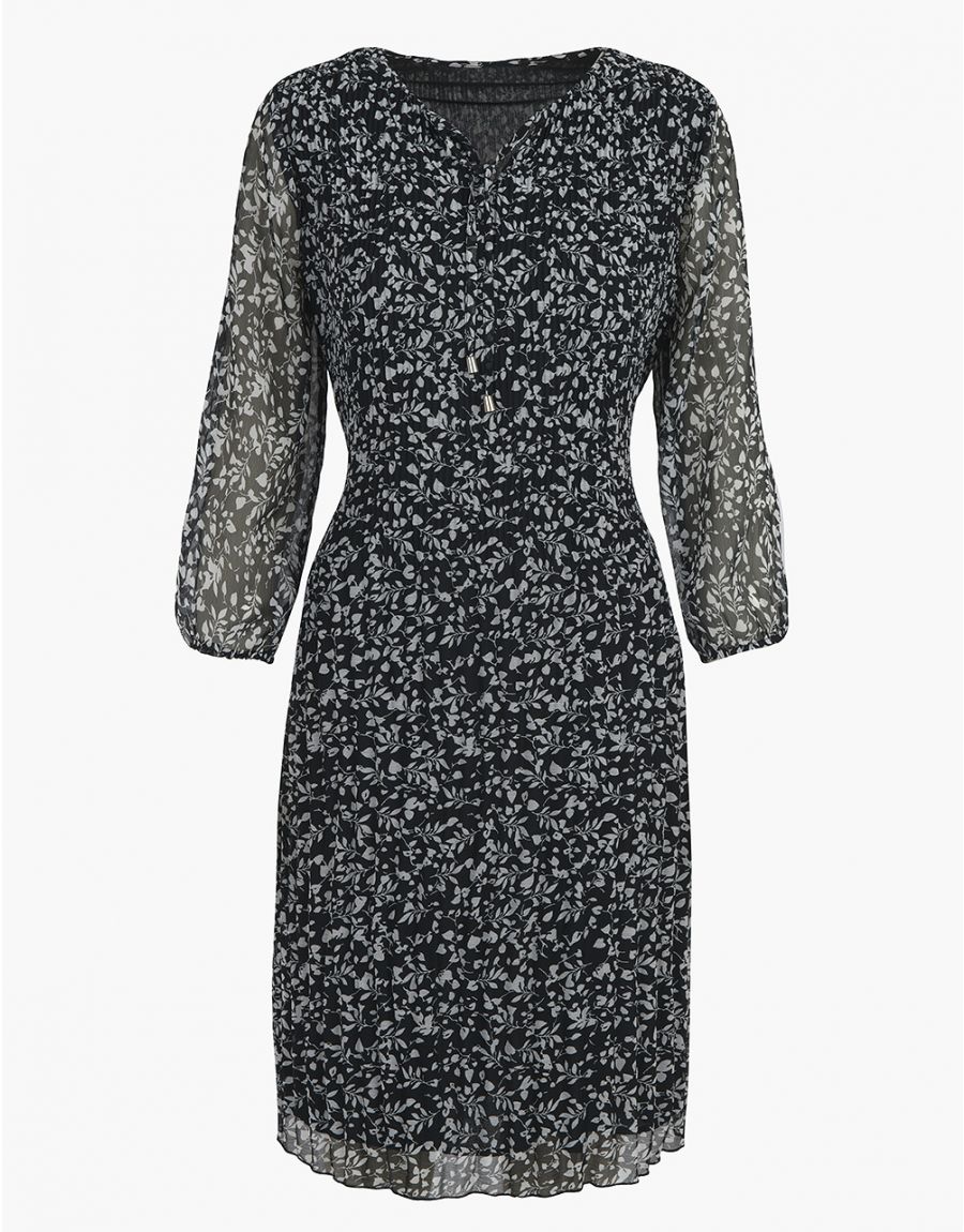 Robe plissée fleurs noir