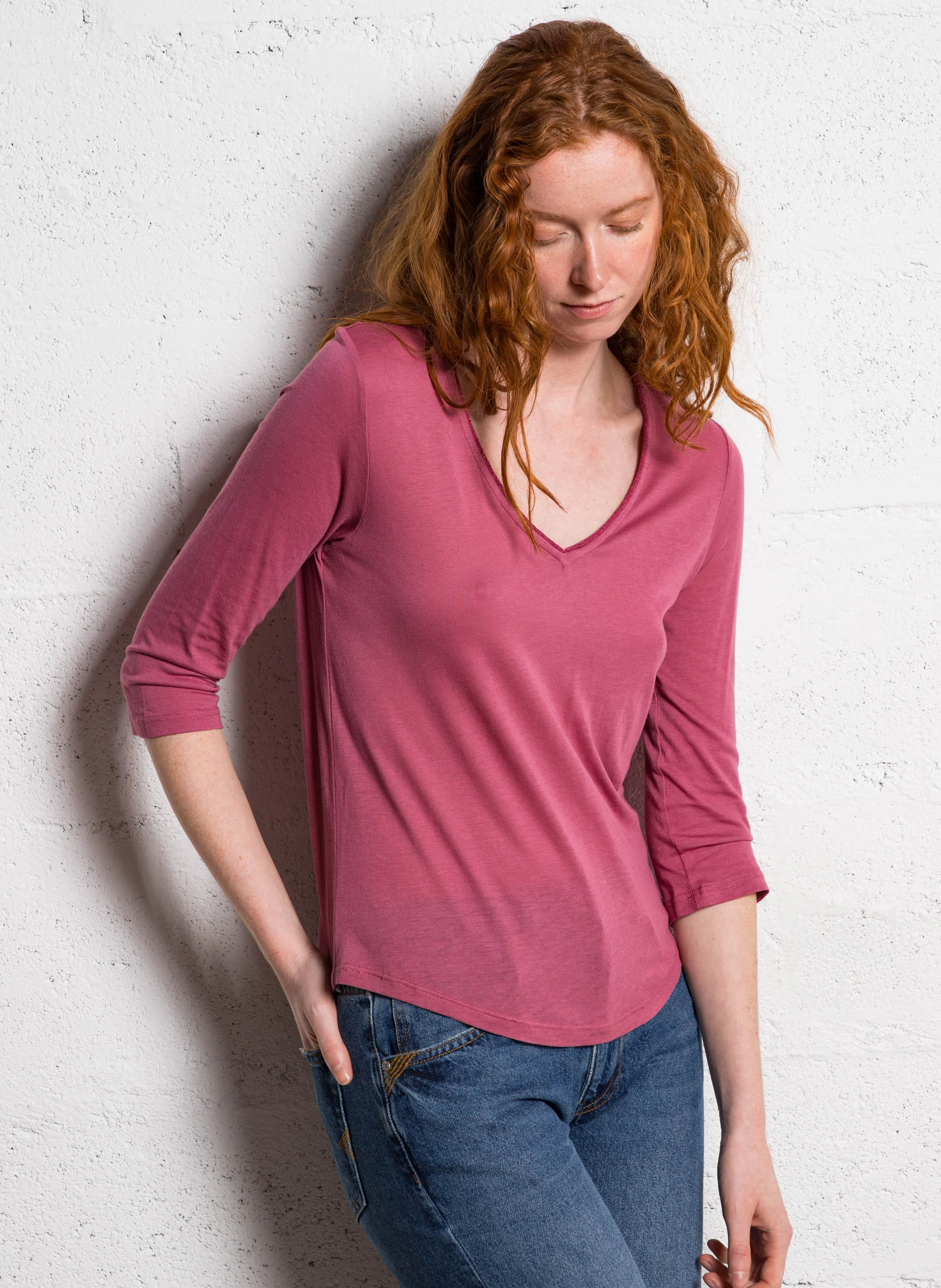 TASSIANE - Tee-shirt droit manches 3/4 | Rouge