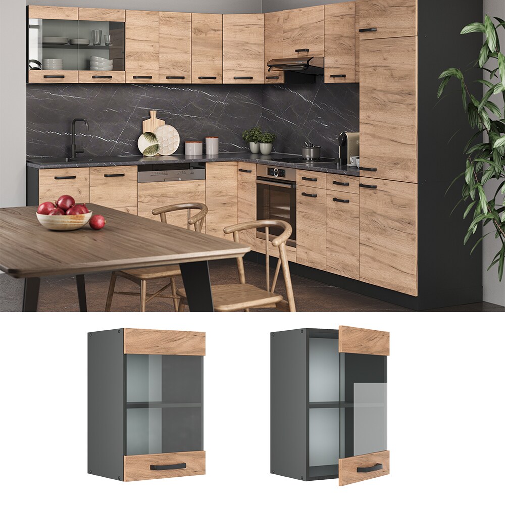 VICCO Küchenschrank Hängeschrank Hängeglasschrank 40 cm R-Line Anthrazit