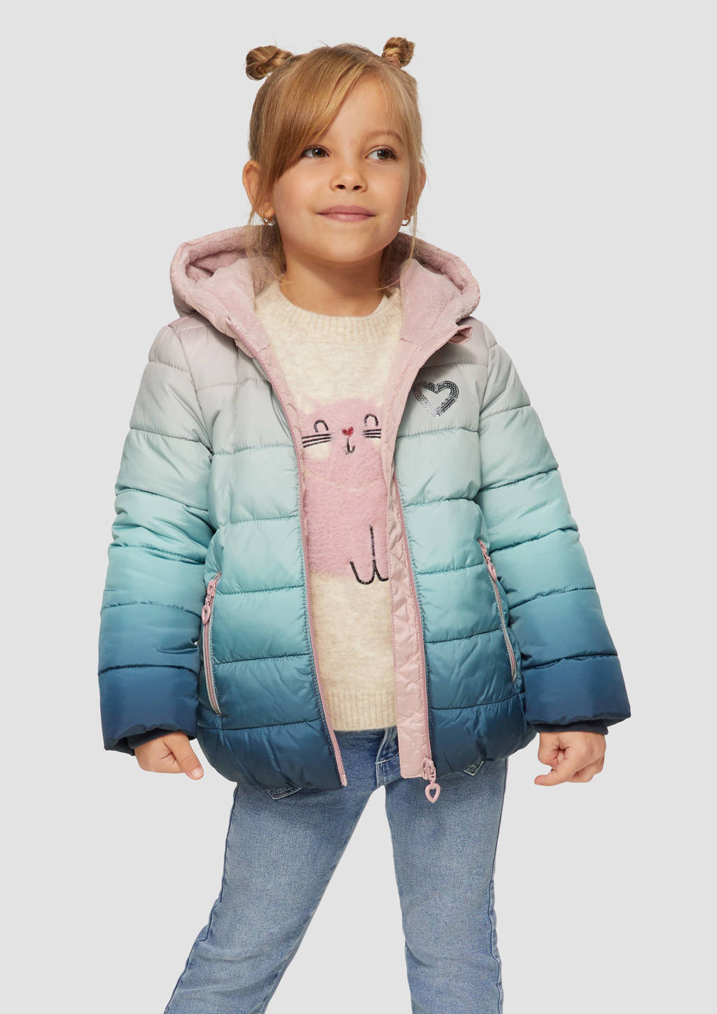 s.Oliver dip-dye gewatteerde tussenjas blauw/roze