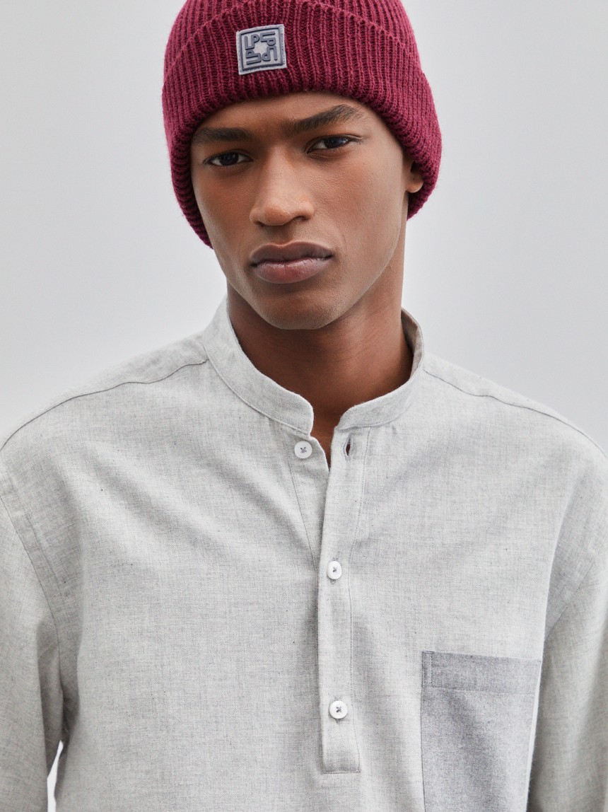 Camisa slim fit gola mao