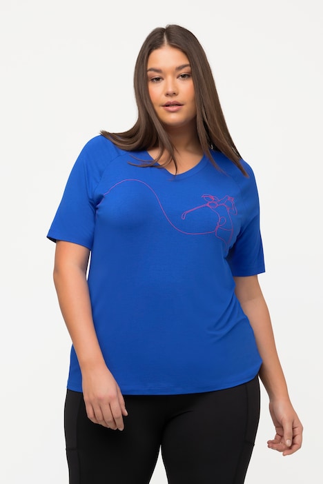T-Shirt, Golfmuster, V-Ausschnitt, Halbarm
