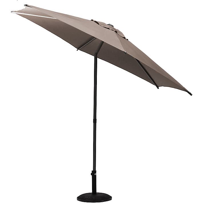 Parasol droit rond Soya acier et polyester diamètre 2.7m taupe Hesperide