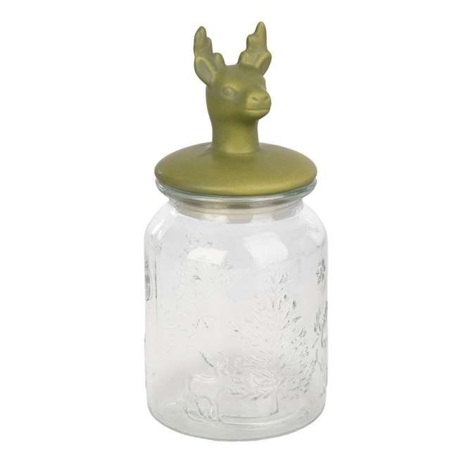 Aufbewahrungsglas - aus Glas - Hirsch - ca. Ø 10,8 x 23,5 cm - 1 Stück