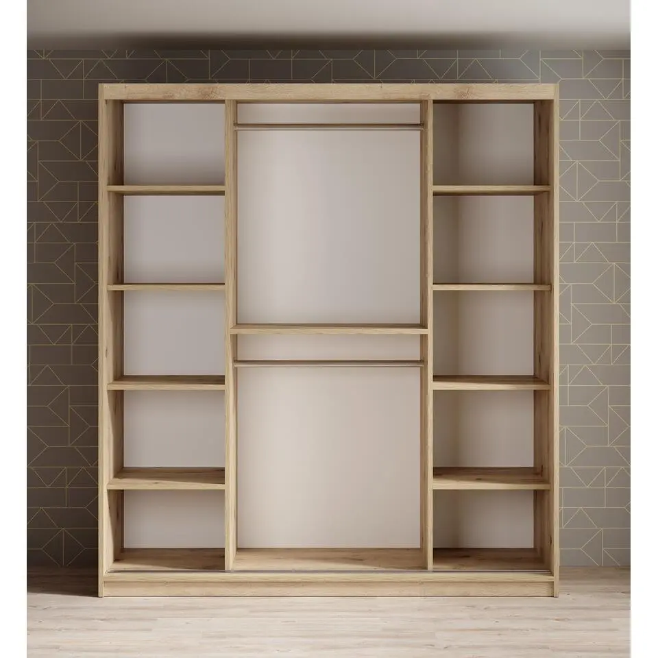 Meubella - Kledingkast Luxor - Zwart - Eiken - 180 cm