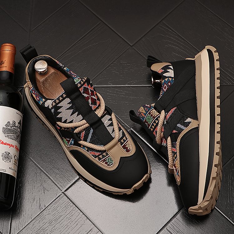 Mr Ozera - Platform veterschoenen met patroon van imitatieleer