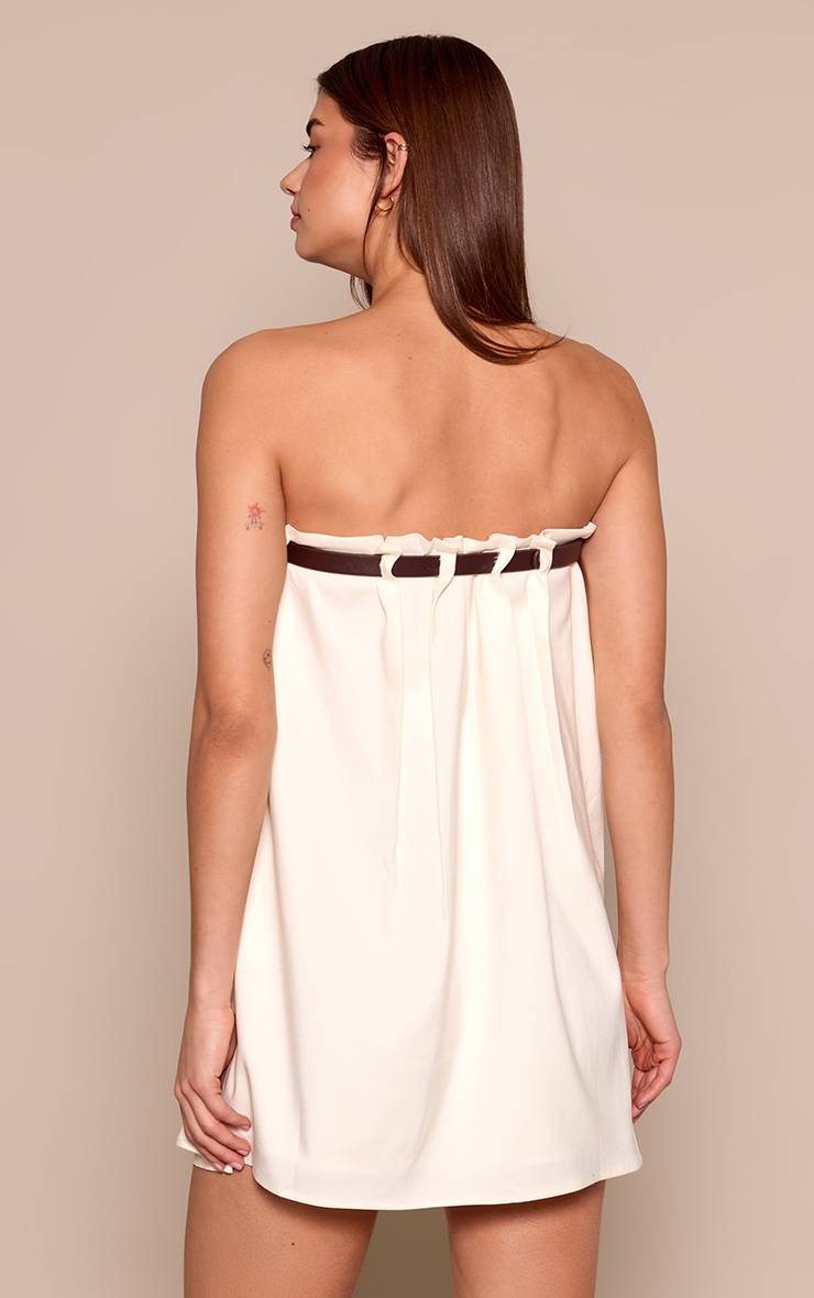 Crème Robe Droite Bandeau Avec Détail Ceinture