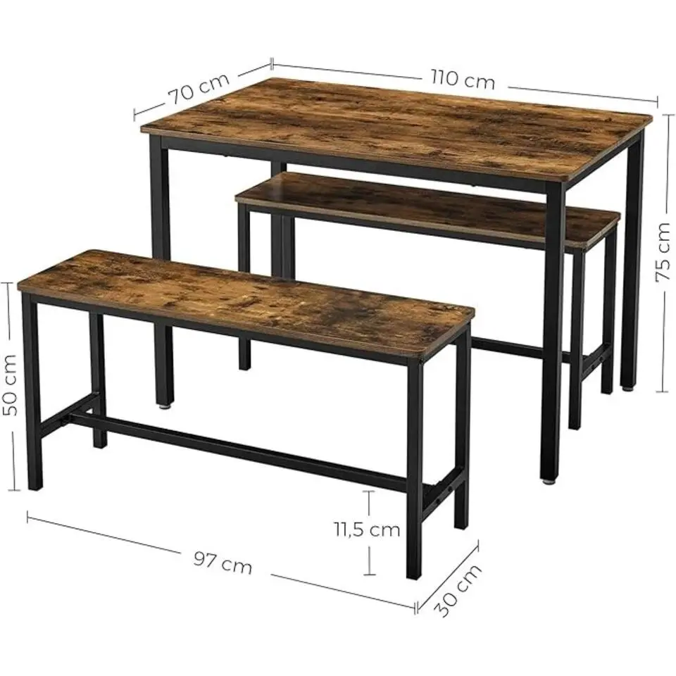 Parya Home Eettafel, keukentafel set, 110 x 70 x 75 cm
