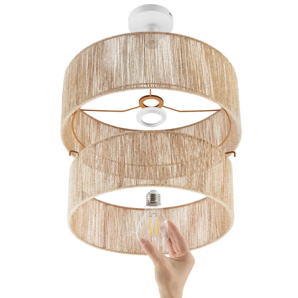 Tectake Plafondlamp Boho - Jute Hanglamp 40W voor Woonkamer/Slaapkamer