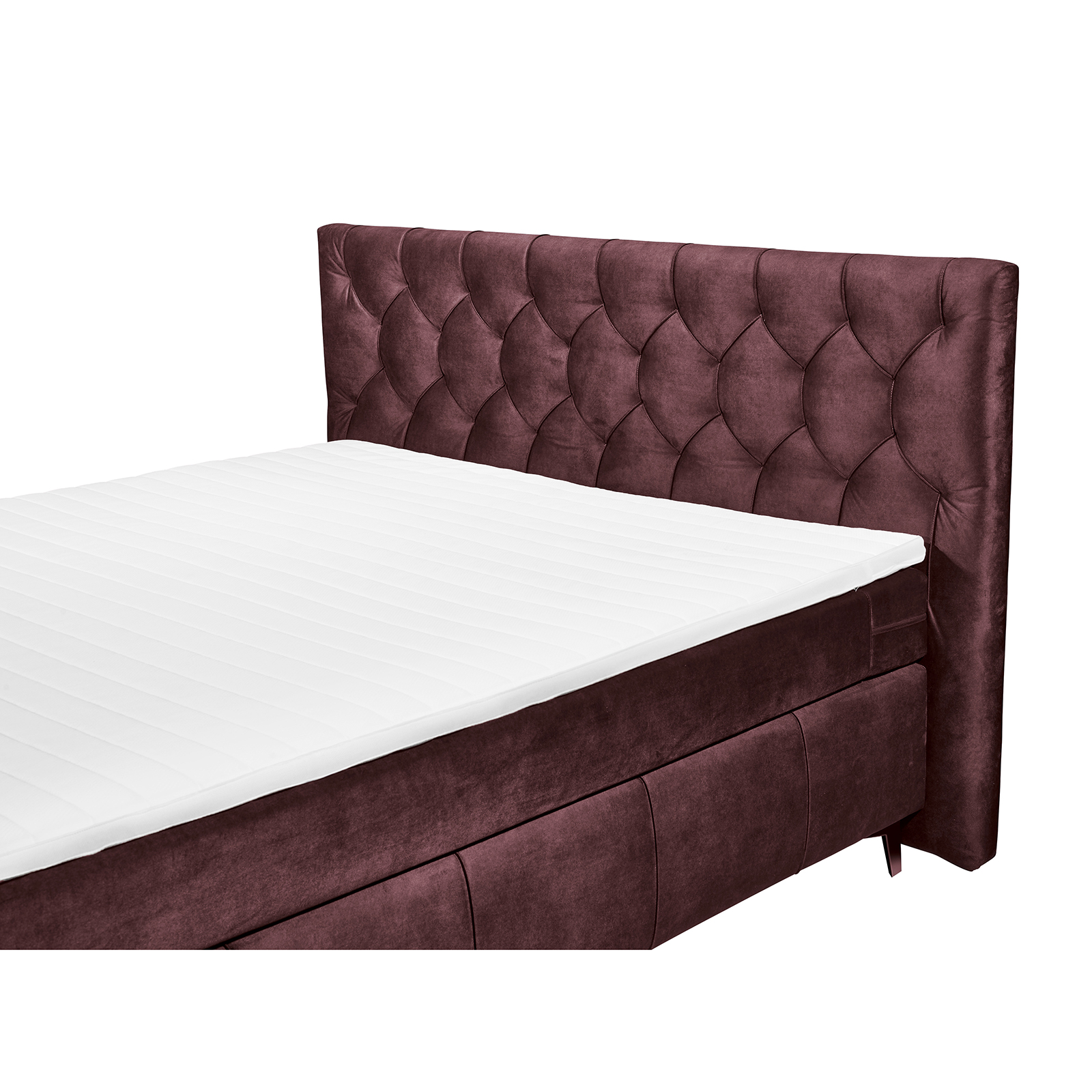 Boxspringbett - aubergine - Tonnentaschenfederkern - H2 - 180x200 cm