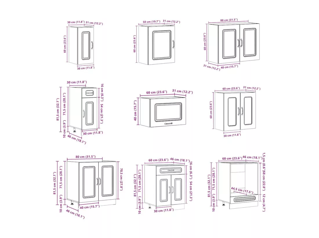 Ensemble d'armoires de cuisine 14 pcs Kalmar bois d'ingénierie