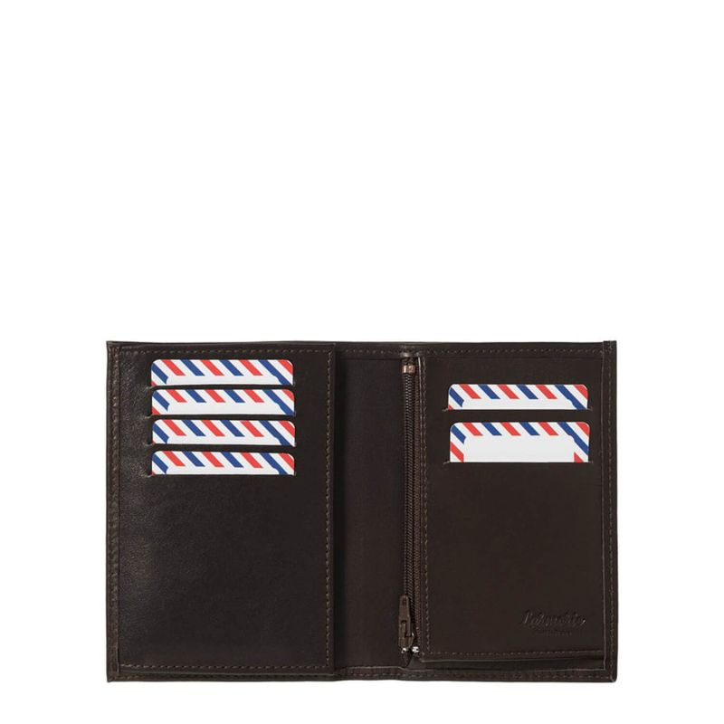 Petit portefeuille Victor en cuir lisse Terre brunie
