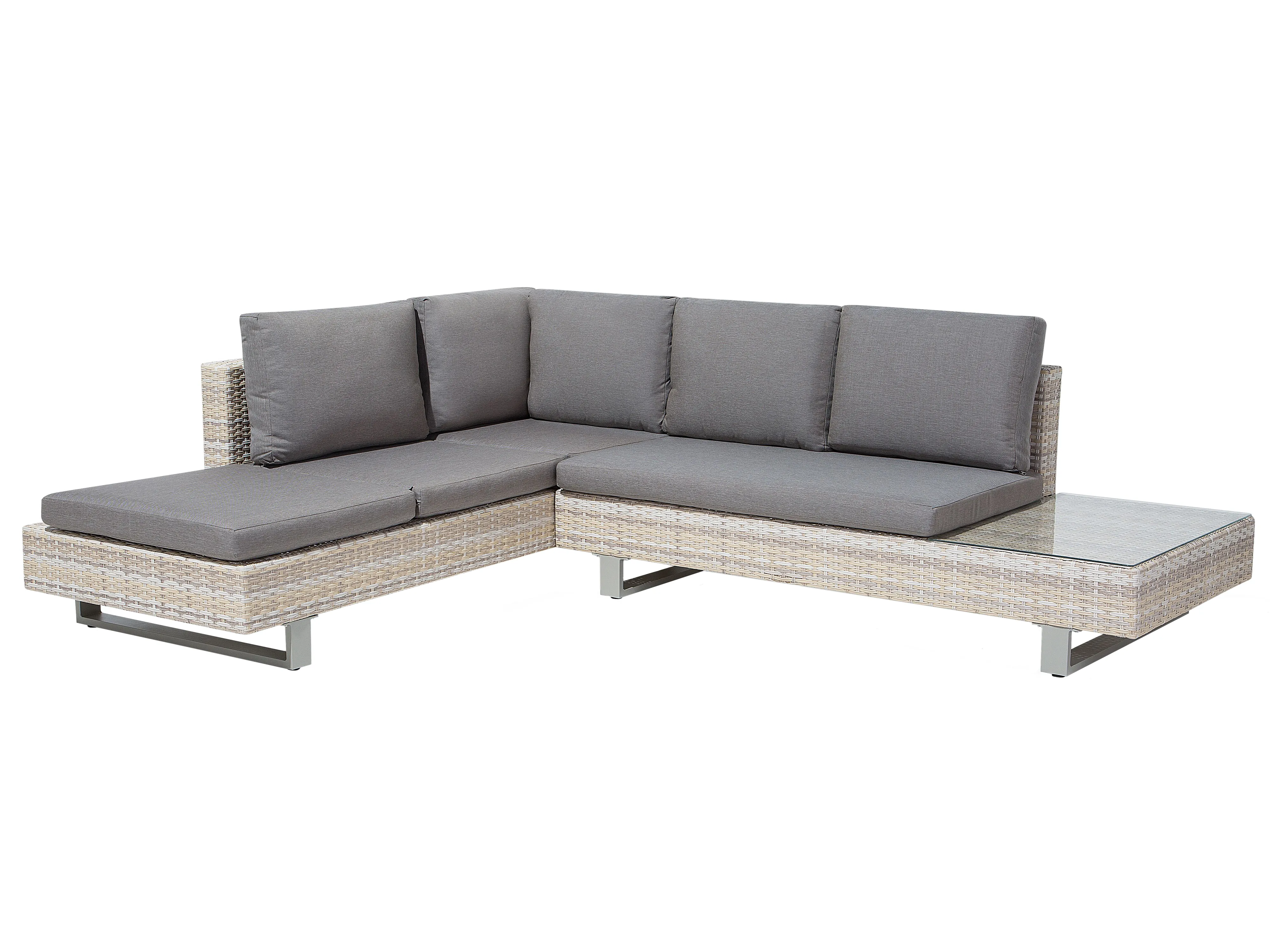 Tuin hoekloungeset met tafel 5-zits LANCIANO rechtszijdig PE rotan Grijs
