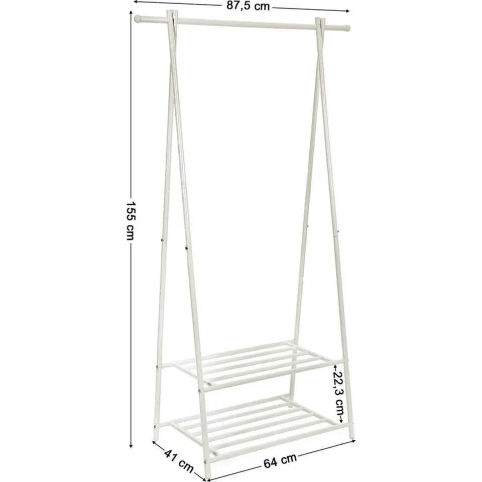 Bobbel Home kledingrek kapstok met 2 schoenplanken Wit