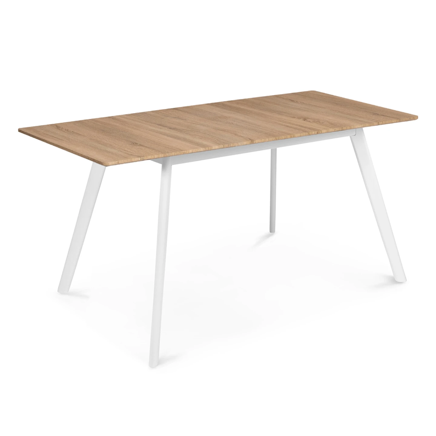 Table scandinave extensible rectangle INGA 4-8 personnes plateau bois pieds blancs 120-160 cm