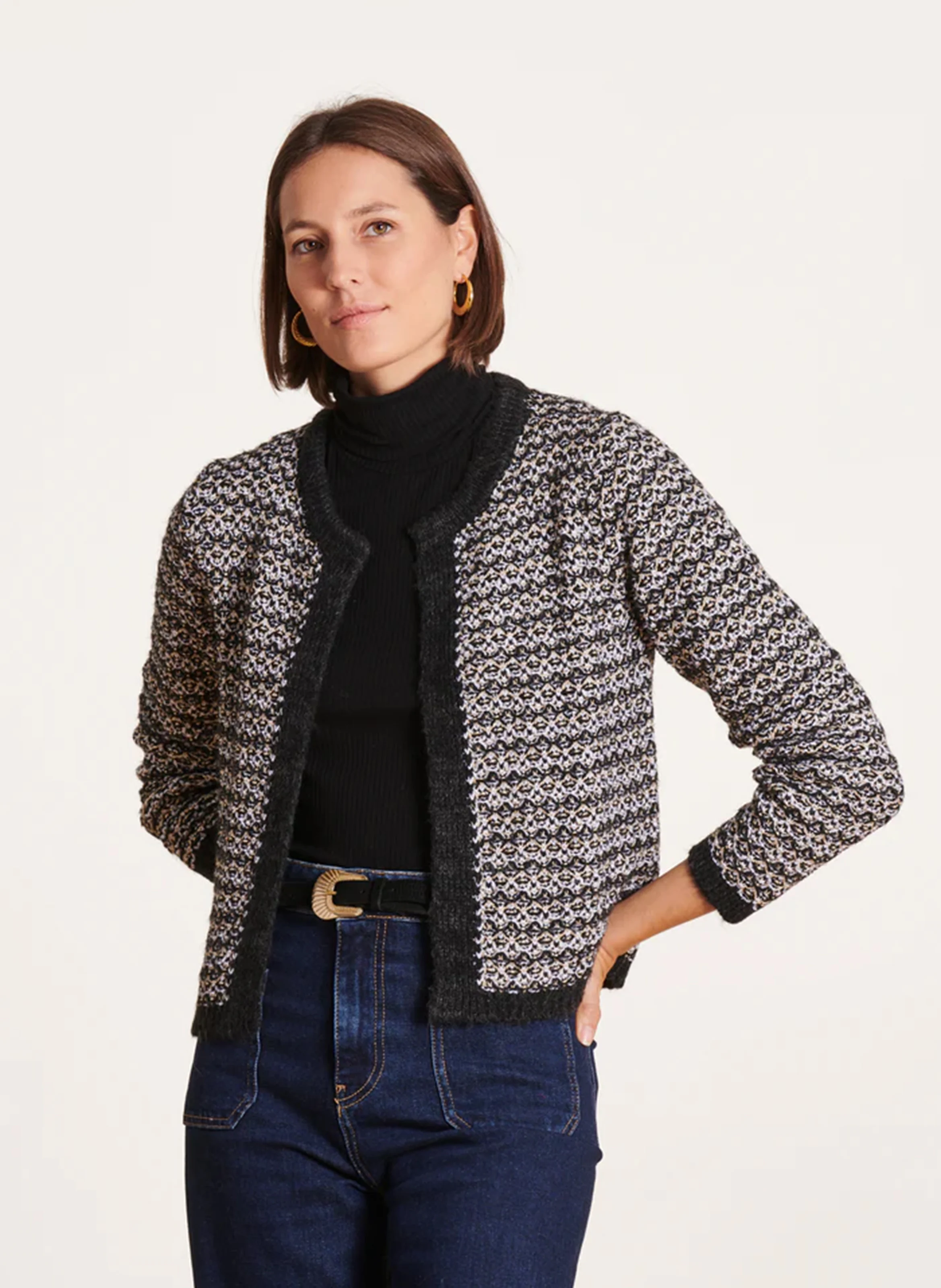 Gilet droit en maille irisée | Gris