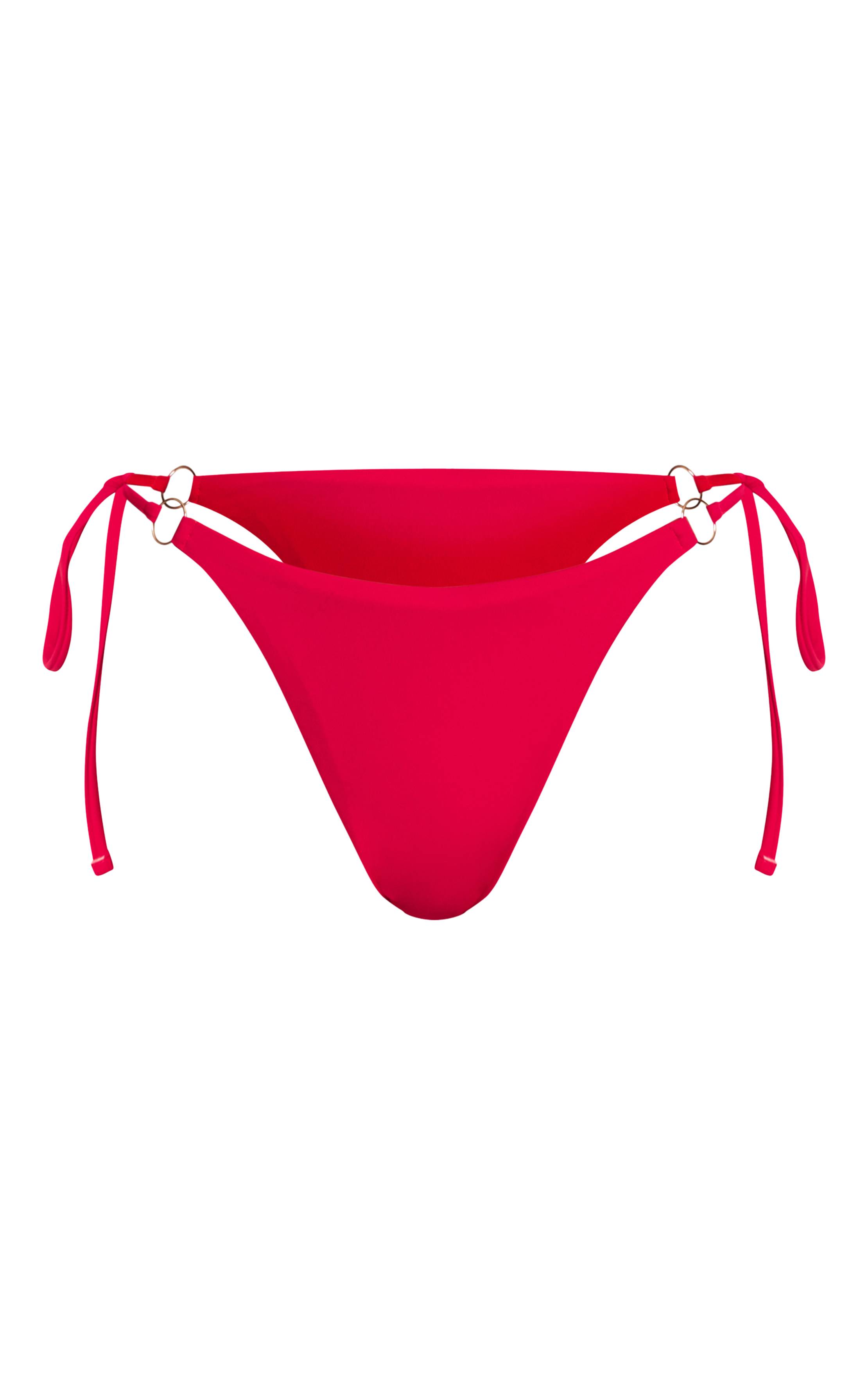 Fuchsia Bas De Bikini Mini Avec Anneaux En O Et Liens Sur Les Côtés