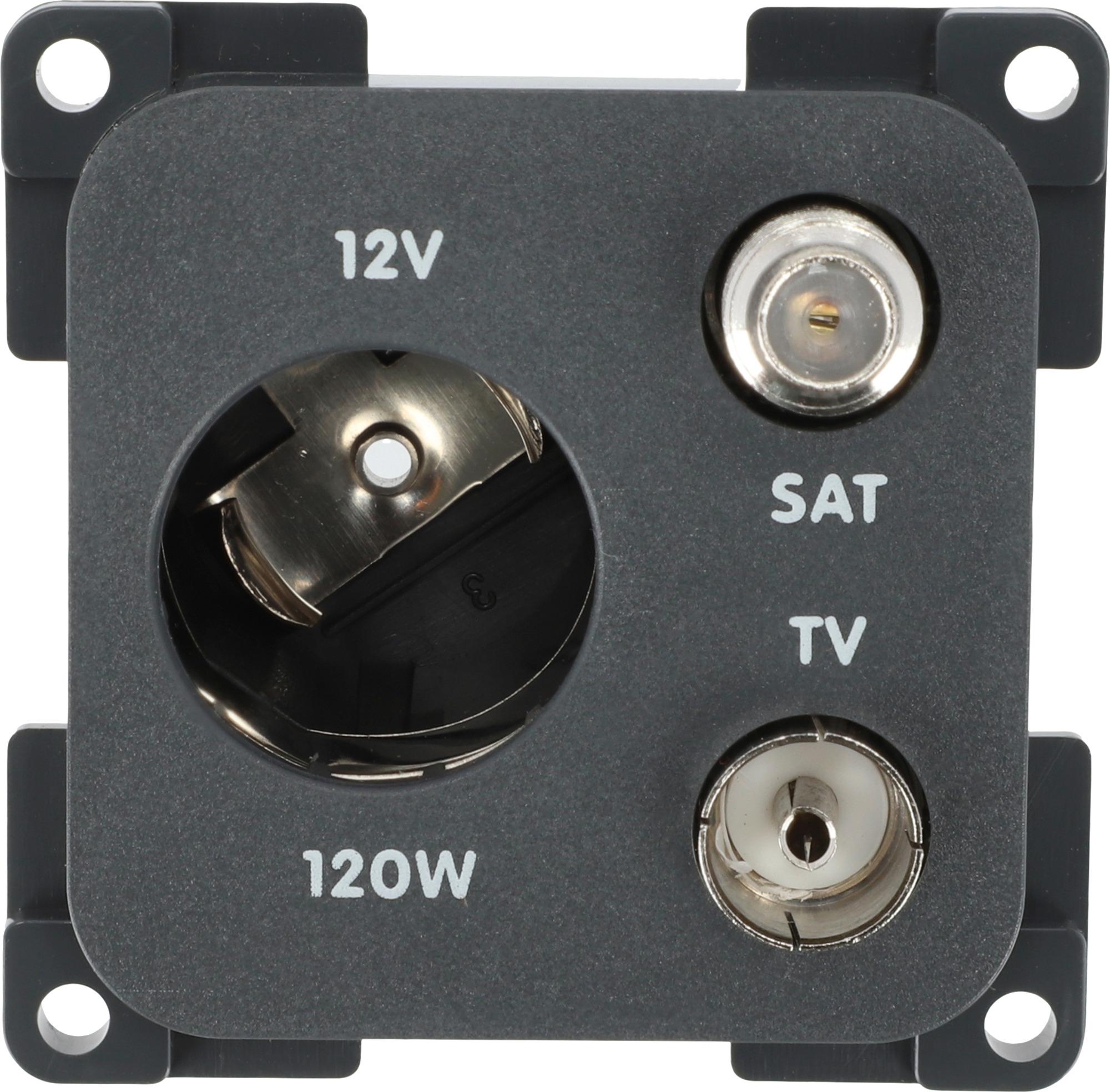 Inprojal System 10.000 Kombi Steckdose 12V mit TV und SAT schiefergrau