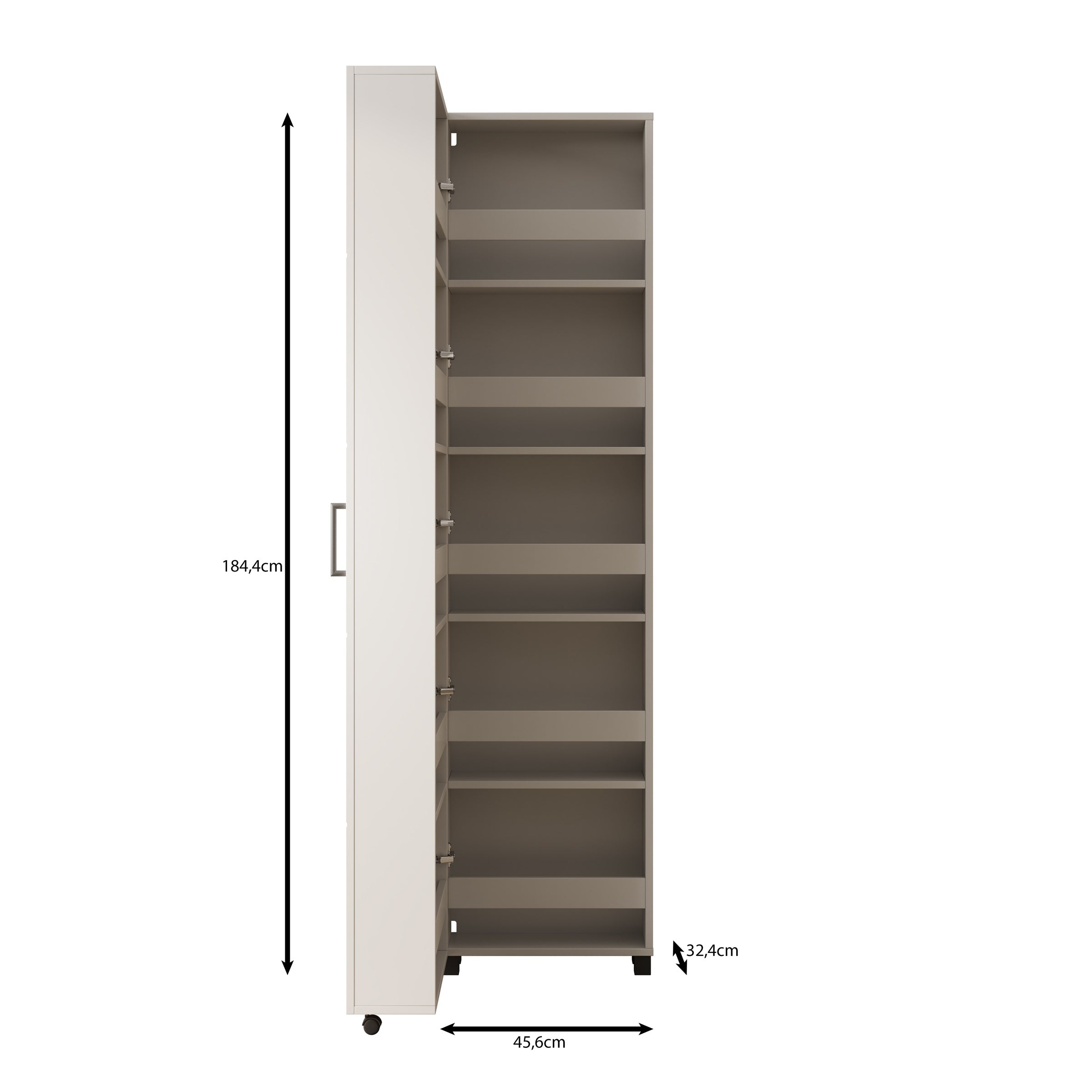 Inverly - Schoenenkast - Wit - 46x33x185 cm