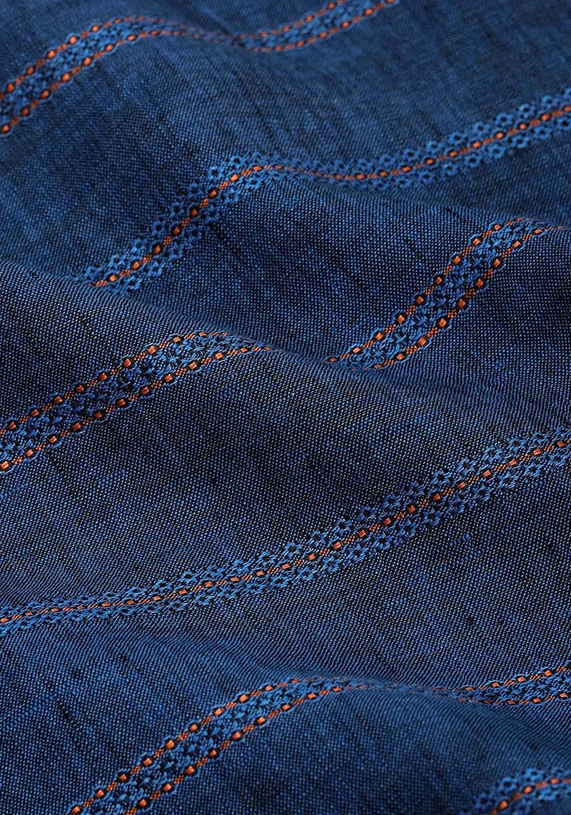 Carpasus Leinenhemd Milano Stripes Saphir