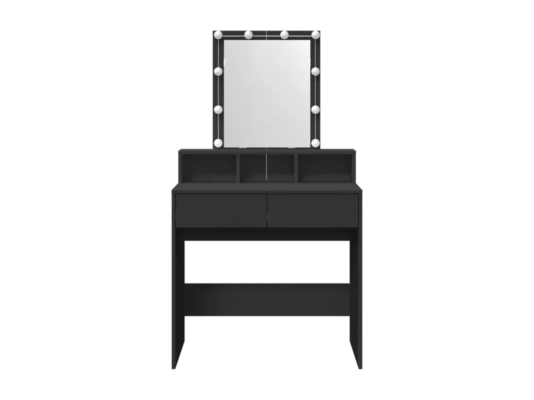 Coiffeuse avec LED noir 80x41x144,5 cm