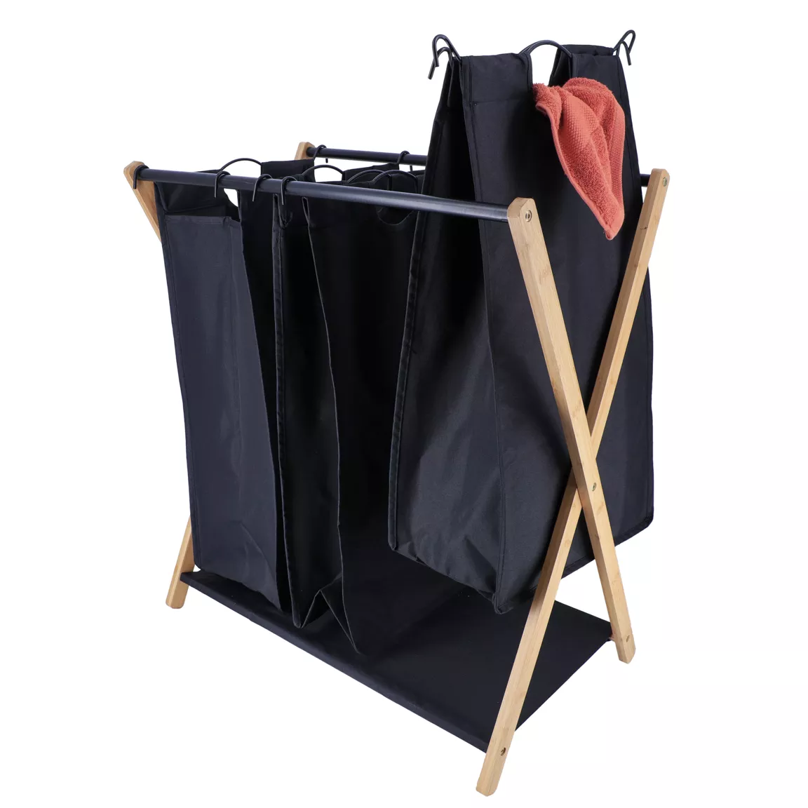 Panier à linge 3 compartiments (H76 cm) Purebamboo Noir