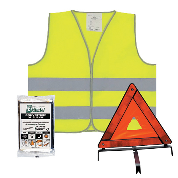 Kit de sécurité voiture Esculape (triangle + gilet + couverture)