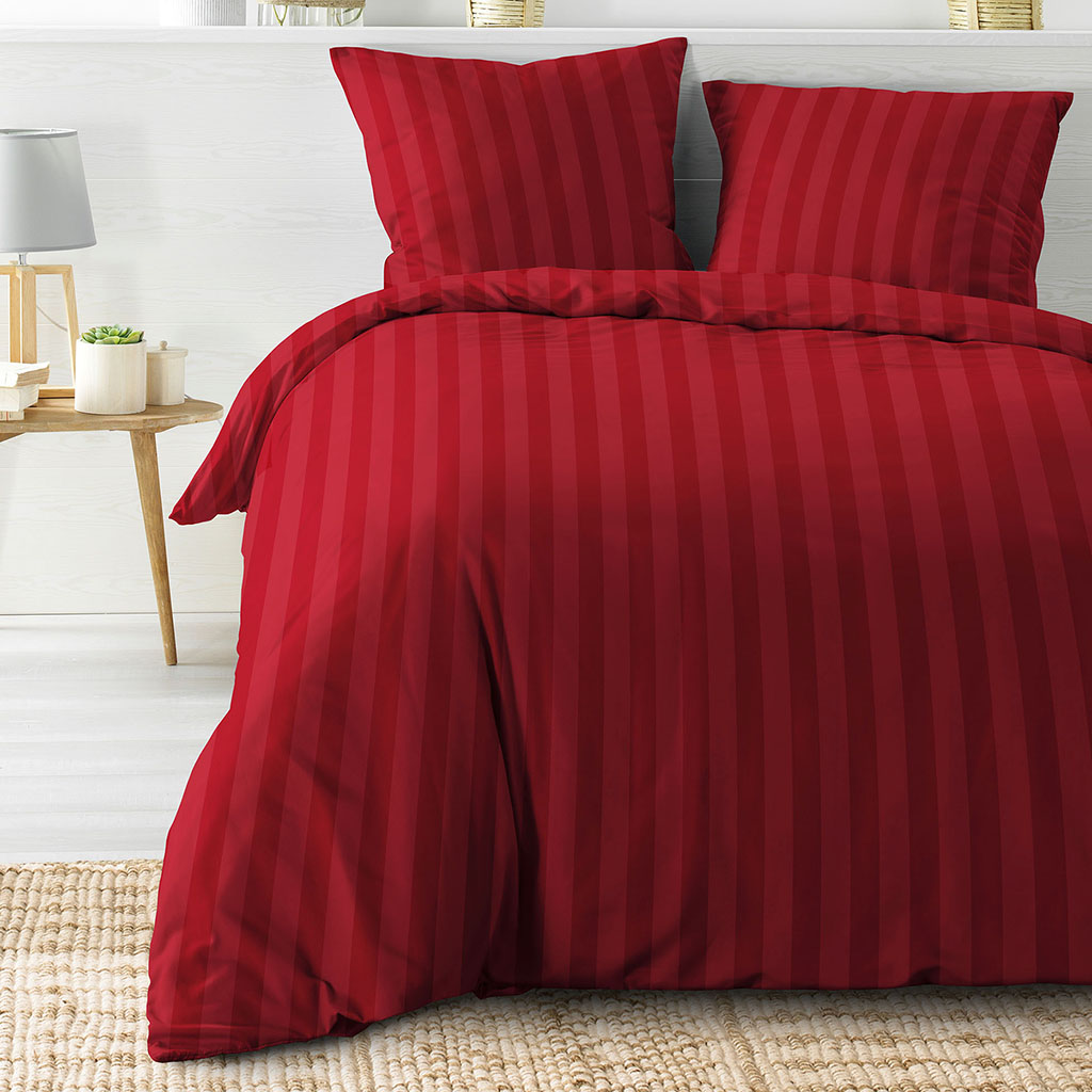 Parure de lit satin CLEO microfibre rouge 220x240cm