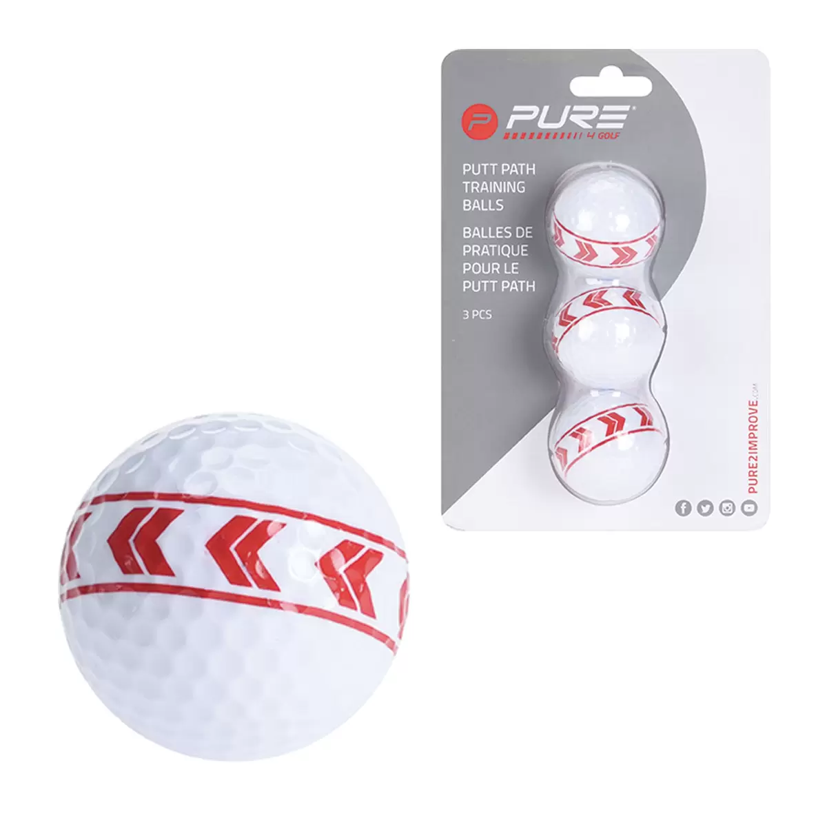 Golfball mit Pure2Improve rot,weiss