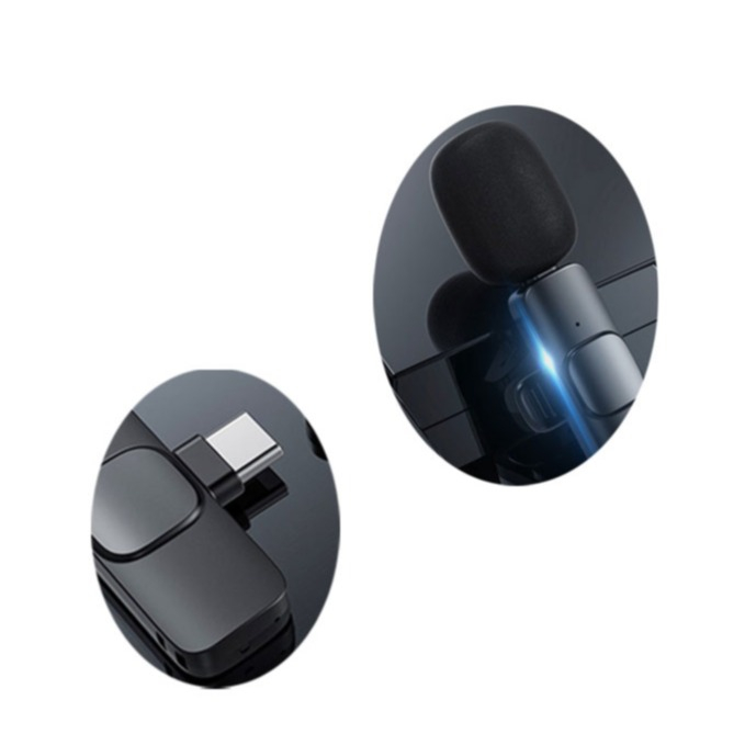 Kabelloses 360° Lavalier Mikrofon für Handy / Tablets mit USB C Anschluss mit Rauschunterdrückung für Livestreams / Interview / Kurzvideo