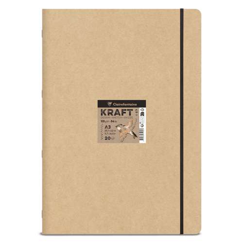 Clairefontaine Kraftpapier Natur, geheftetes Skizzenbuch