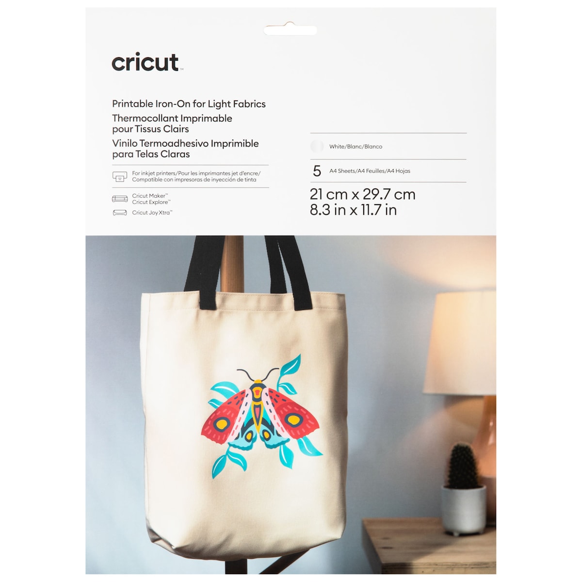Cricut Printable Iron-On for Light Fabric A4 ark 5-pakning (hvit)