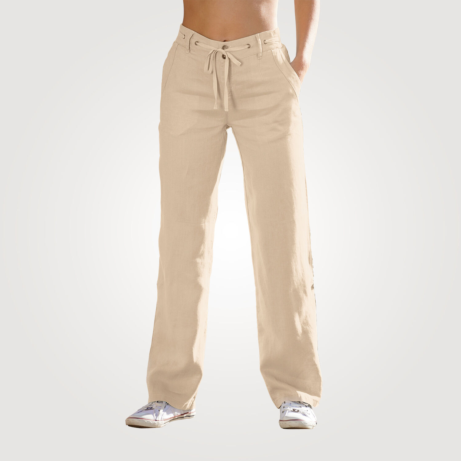 Damen Leinen-Hose mit Taschen