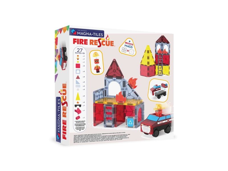 Magna-Tiles Fire Rescue 27 Teile Rettungs- und Bau-Set mit 27 magnetischen Teilen