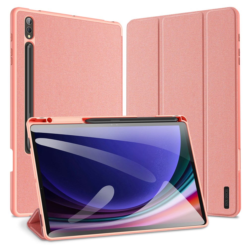 Samsung Galaxy Tab S10  Plus Tasche Smart Cover Hülle Stoff Design mit S-Pen Halterung - Rosa