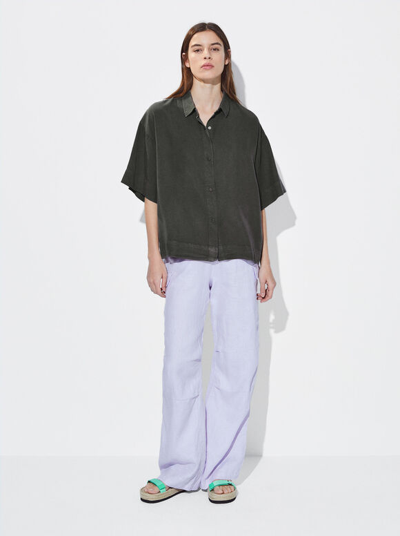 Camisa 100% Lyocell - Cáqui